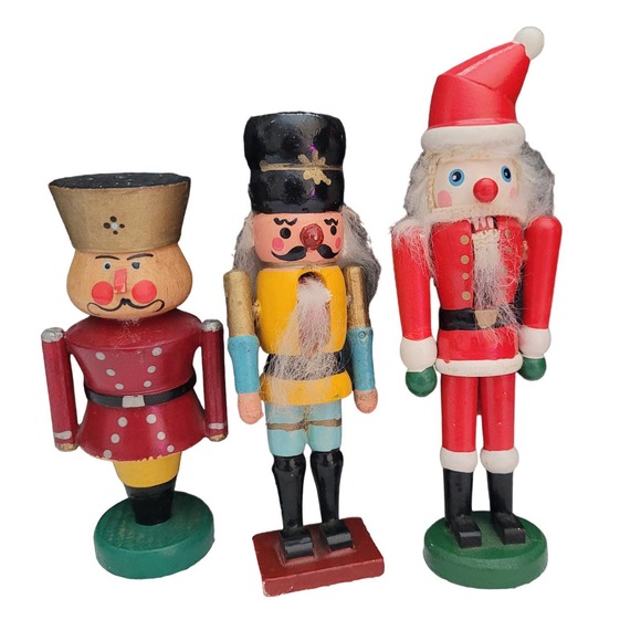 Nutcracker Other - Set of 3 Vintage Nutcracker Christmas Wooden Figurine Decor